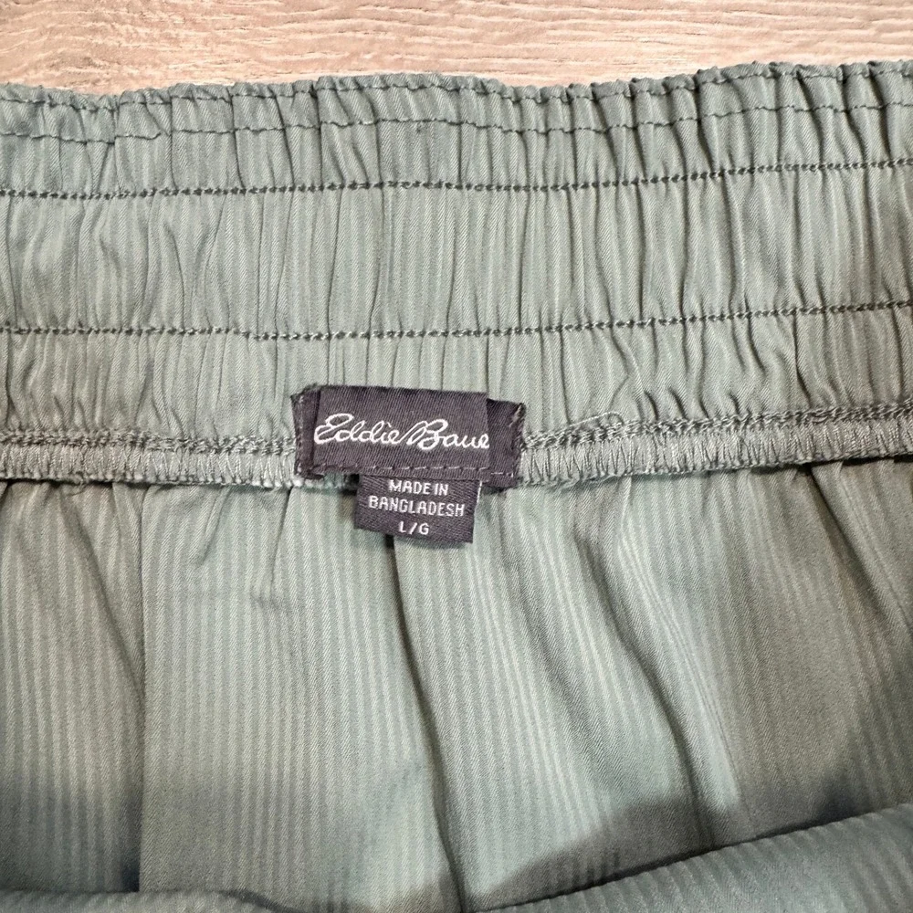 NWT Eddie Bauer Twin‎ River Skirt Pinstripe Stretch Pockets Size L Large Green